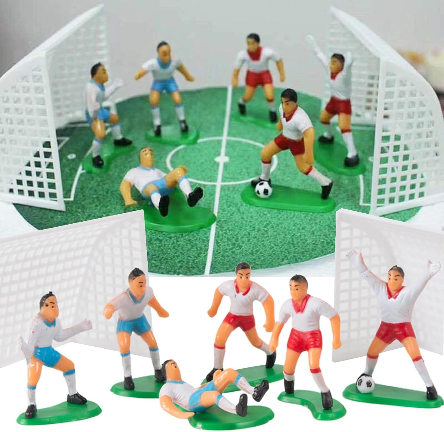 1Set 9 Pcs White Soccer Cake Toppers Plastic Soccer Players Toy Football World Cup Party Cake Decorations Cake Toppers Cooking and Baking - Image 3