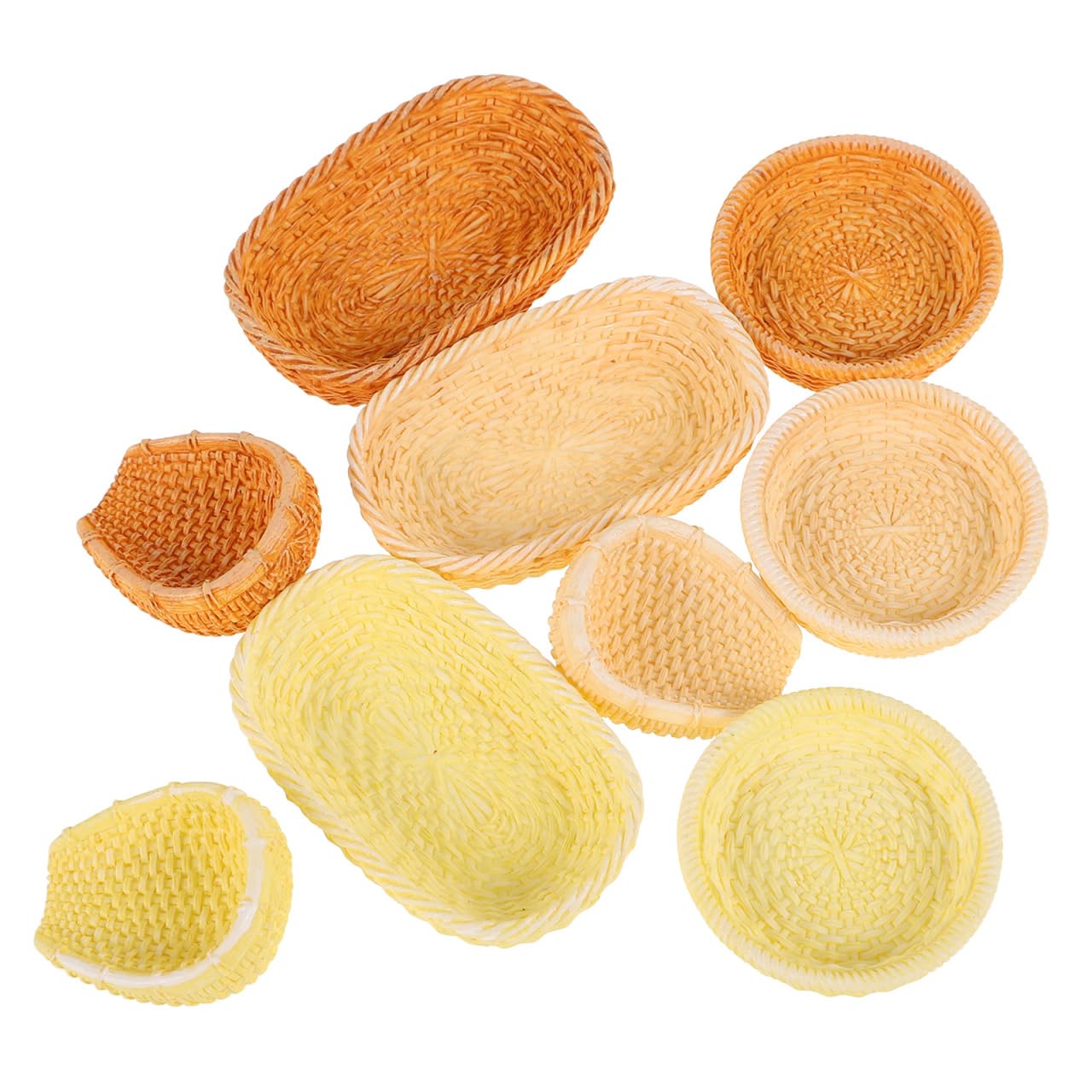 UPKOCH 1/12 Scale Miniature Rattan Basket Set including Lid Woven Dollhouse Accessories for Miniature Kitchen and Picnic Decoration 9 Pieces for Dollhouse Scenes