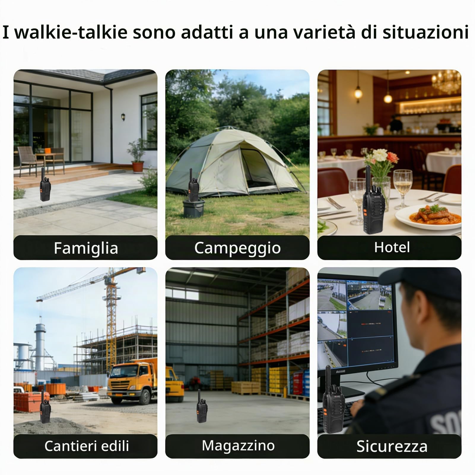 Walkie Talkie PMR446 Radio bidirezionale senza licenza, pofung PT88E 16 canali professionali ricaricabili a lungo raggio Walkie talkie con base di ricarica e auricolari (confezione da 10)