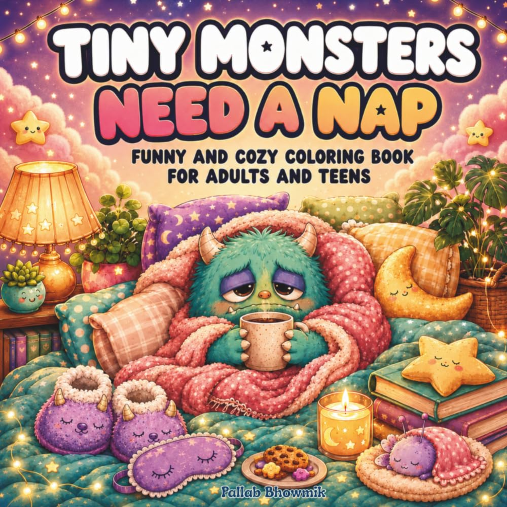 Tiny Monsters Need a Nap: Funny and Cozy Coloring Book for Adults and Teens (Tiny Monsters Coloring Books)