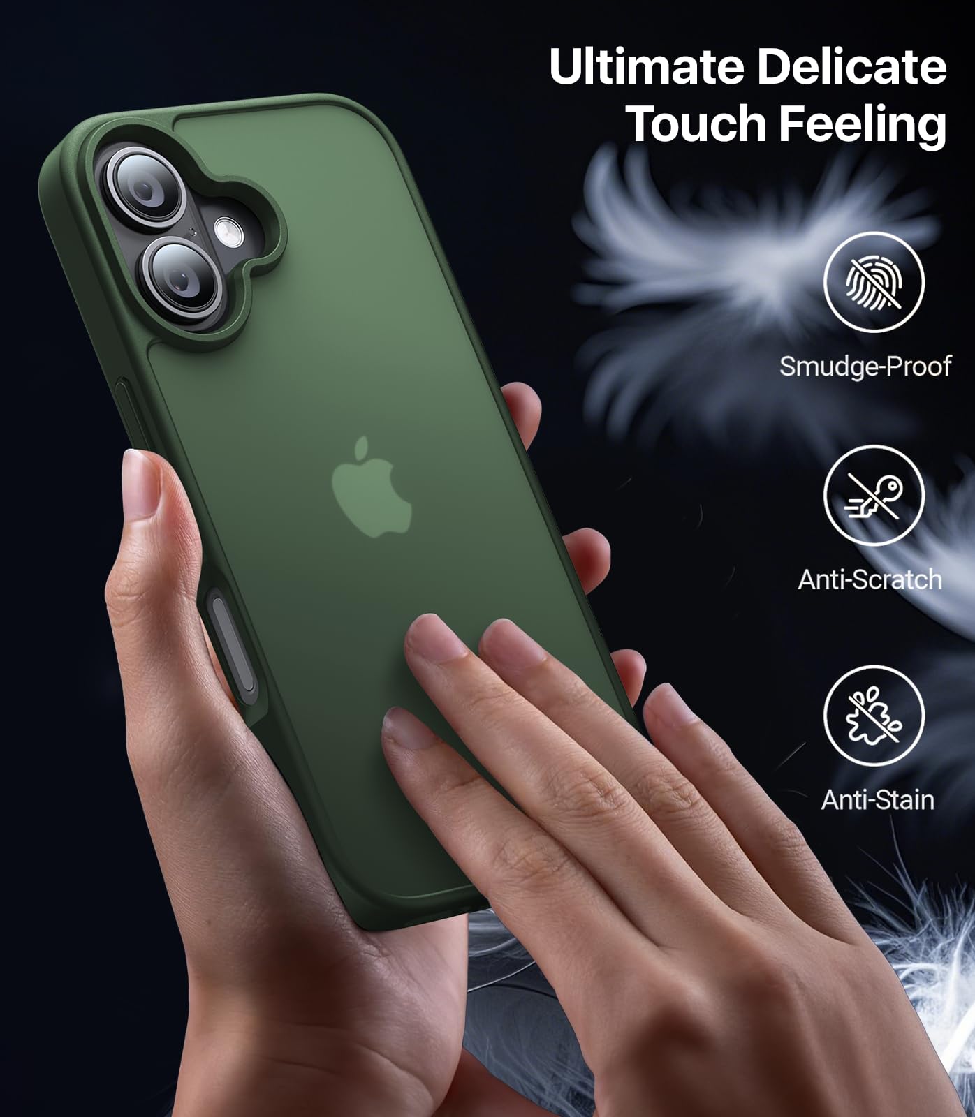 Eastinbox Custodia per iPhone 16 [protezione contro le cadute di grado militare da 4,6 m], custodia per iPhone 16 antiscivolo, antigraffio, sottile opaca satinata, custodia per iPhone 16 da 6,1