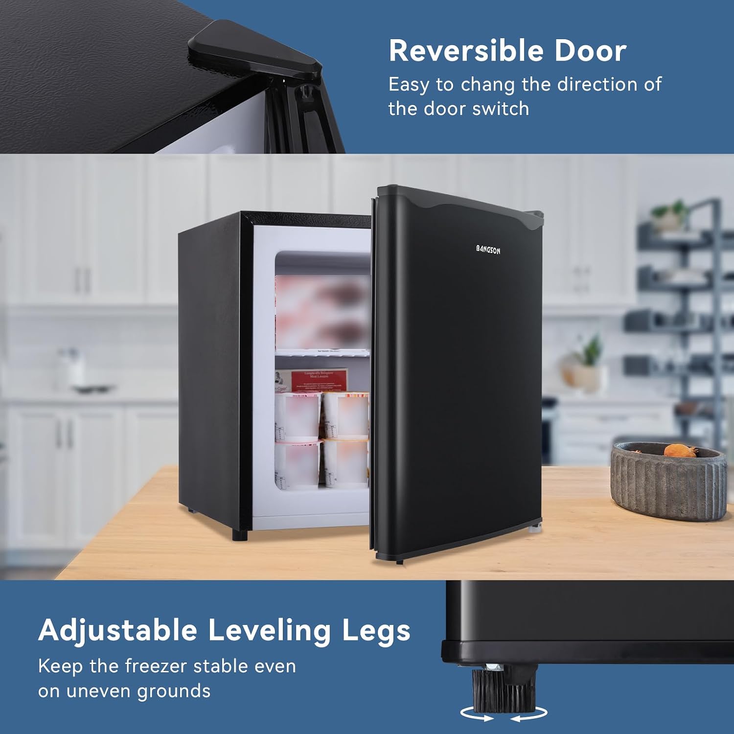 1.1 Cu.ft Upright Mini Freezer for Dorms Apartment Black | Compact Freezer with Removable Shelf, Energy Saving Small Freezer Reversible Door, Low Noise for Bedroom thumbnail