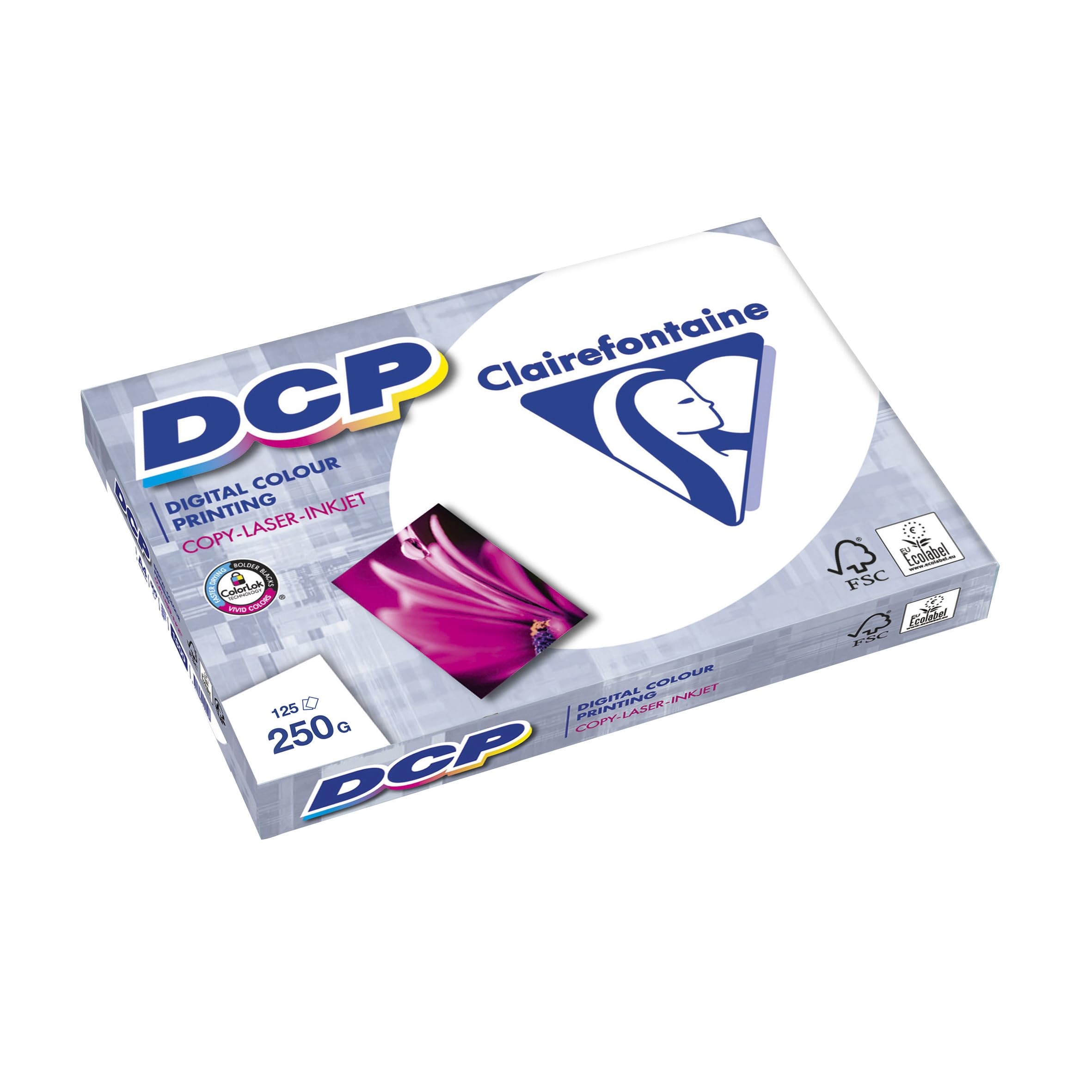 Clairefontaine 1858C - Caja de papel Digital Color Printing contiene 5 packs. - A3, 250g/m2, Total de hojas por caja: 625 - Color: Blanco (170 CIE)