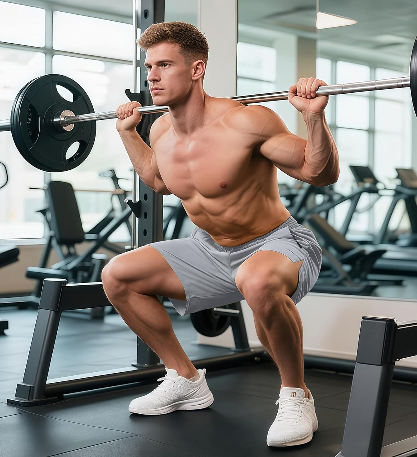 Aolesy Men's Gym Shorts Linerless & Liner - 5" Quick Dry Workout Running Shorts with Zip Pockets Sports Athletic Shorts - Image 2