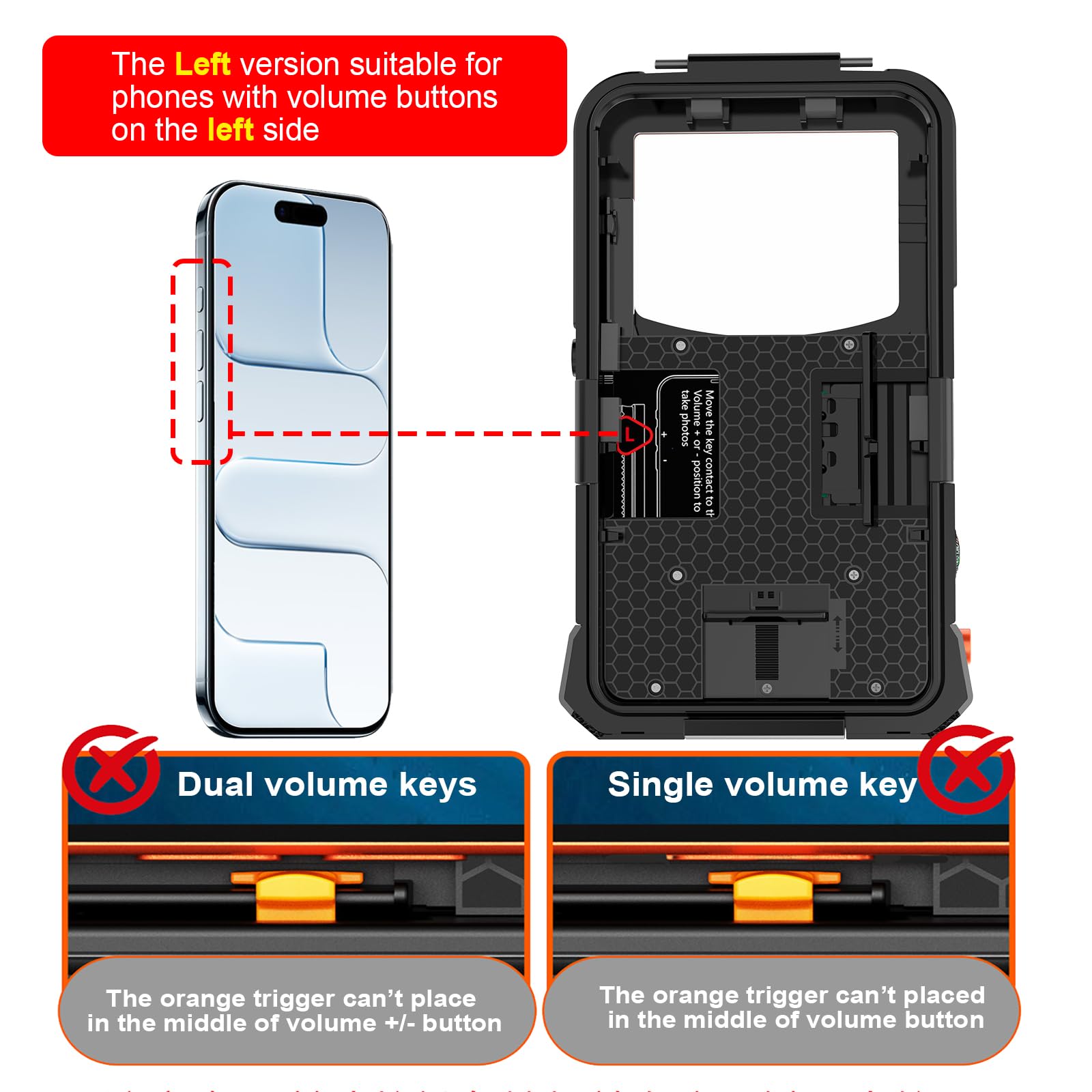 Funda impermeable de buceo para esnórquel, 50 pies bajo el agua, para iPhone 17/16/15/14/13 Pro Max Plus, tamaño de teléfono de 5.4 a 6.9 pulgadas con botones de volumen laterales izquierdos