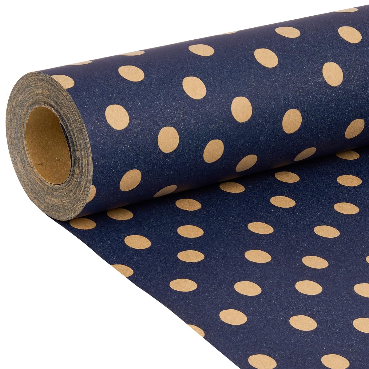 Christmas Kraft Gift Wrapping Paper : Blue Polka Dot Wrapping Paper Recyclable Xmas Paper for Christmas Birthday Wedding Thanksgiving Day Gift Wrapping - 43cm x 15M