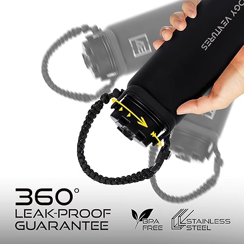 Miniatura 6 de Botella de agua aislada de 40 onzas, botella de agua de metal de acero inoxidable con popote, mantiene las bebidas calientes durante 24 horas, frías