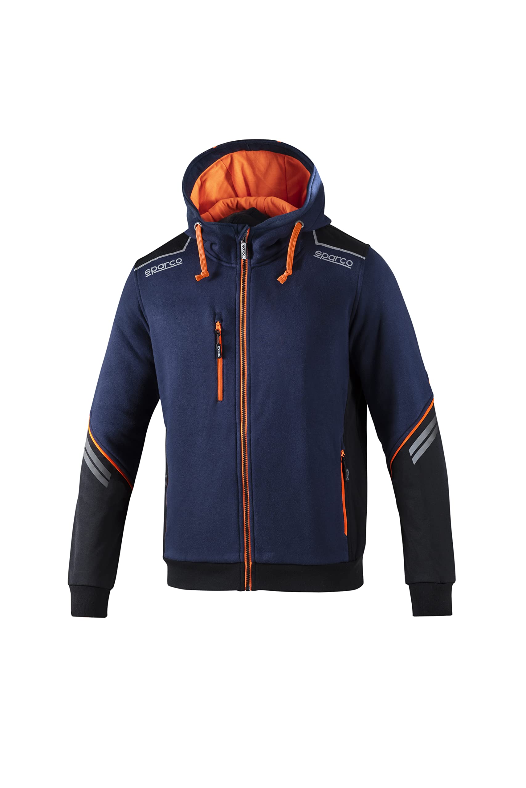 Sparco Tech Hoodie - Colour: Navy Blue / Fluro Orange, Size: M, Blue/orange
