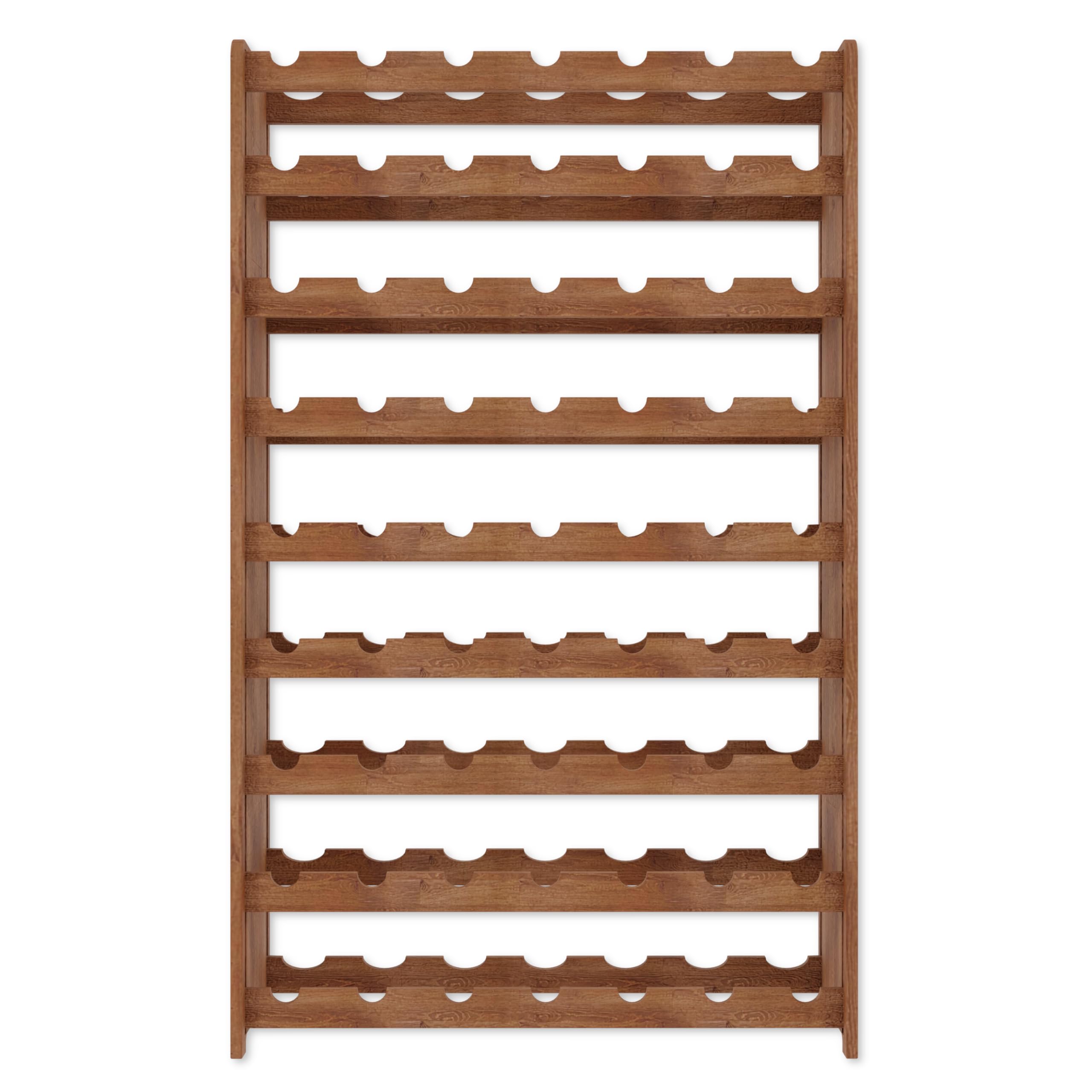 Lenmar, Wählen Sie Ihre Farbe, RW-3-63, Weinregal aus Holz, 118 x 72 x 26,5 cm, für 63 Flaschen, 9 liegen, Natur, Braun, Antrazit Flaschenregal für Wein, Lagerung für Flaschen (Braun)