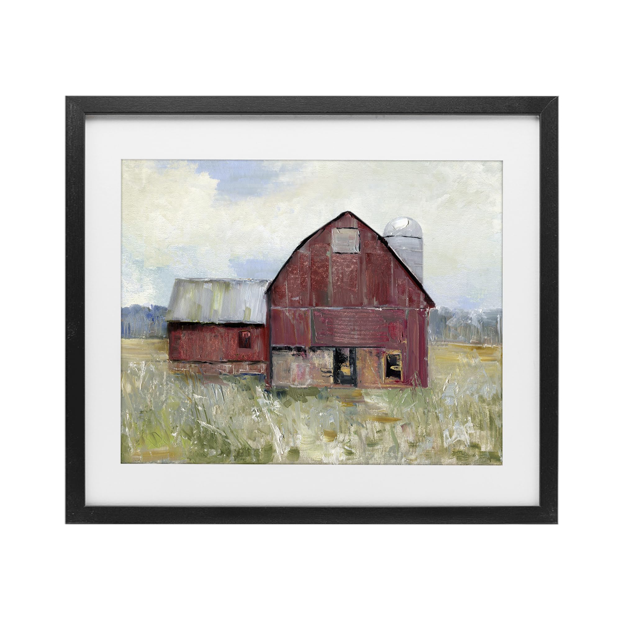 Stupell Industries 'Red Rugged Barn', Framed Print Under Glass, Black, 16 x 13 Inches, Easy to Hang and Sturdy, Made in USA, by Sally Swatland