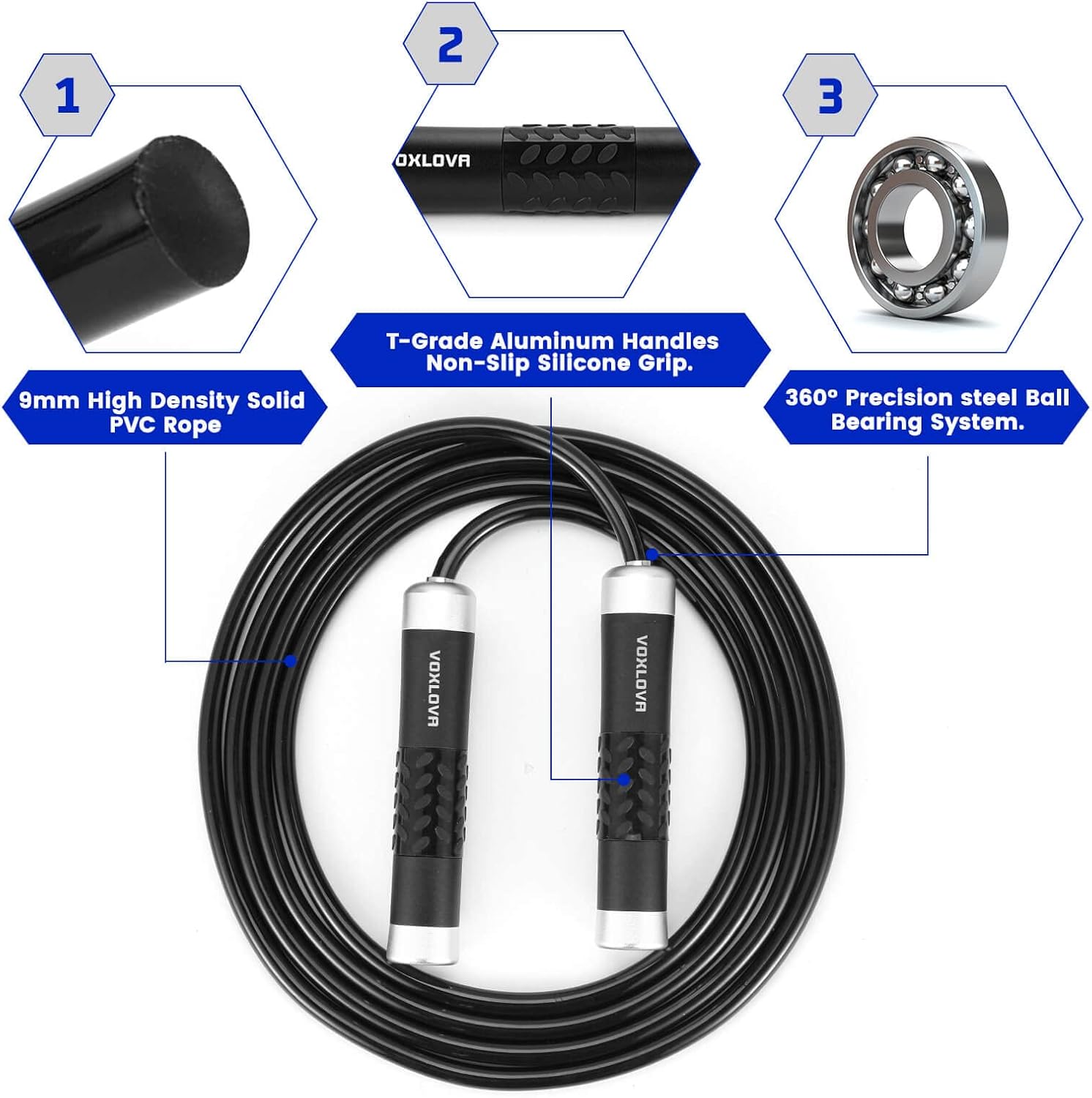 加重縄跳び 男女兼用 1ポンド ヘビー縄跳び 大人のフィットネスワークアウト用 滑り止めアルミニウムハンドル ボールベアリングプレミ