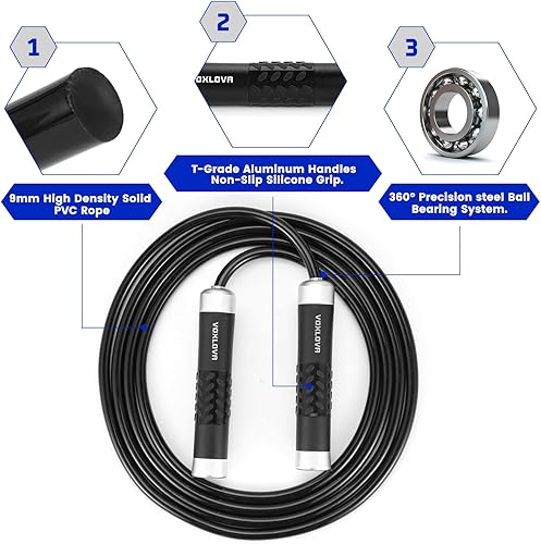 Miniatura 3 de VOXLOVA Weighted Jump Rope for Men Women - 1LB Heavy Jump Rope for Adult Fitness Workouts, Non-Slip Aluminum Handles, Ball Bearings Premium Skipping