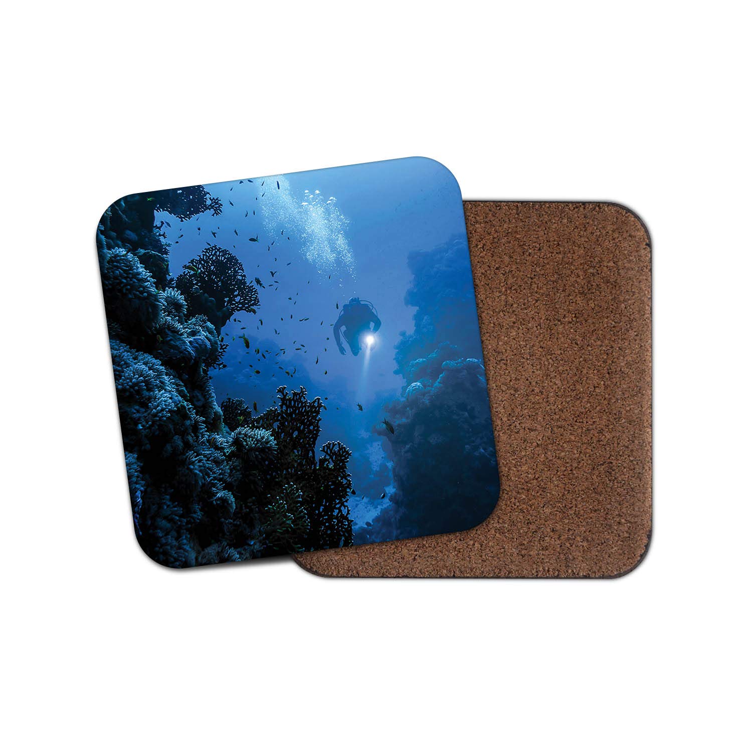 Destinationvinyl Multicolor 1 X Underwater Scuba Diver Drinks Coaster - Diving Dive Water Fun #8507