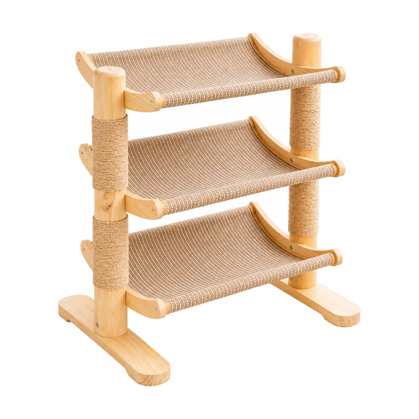 Albero per in Legno Massello Stabile Tiragraffi con Piattaforme di Riposo Spazioso Tiragraffi con Colonne in Sisal per Casa, Due Montanti Livelli