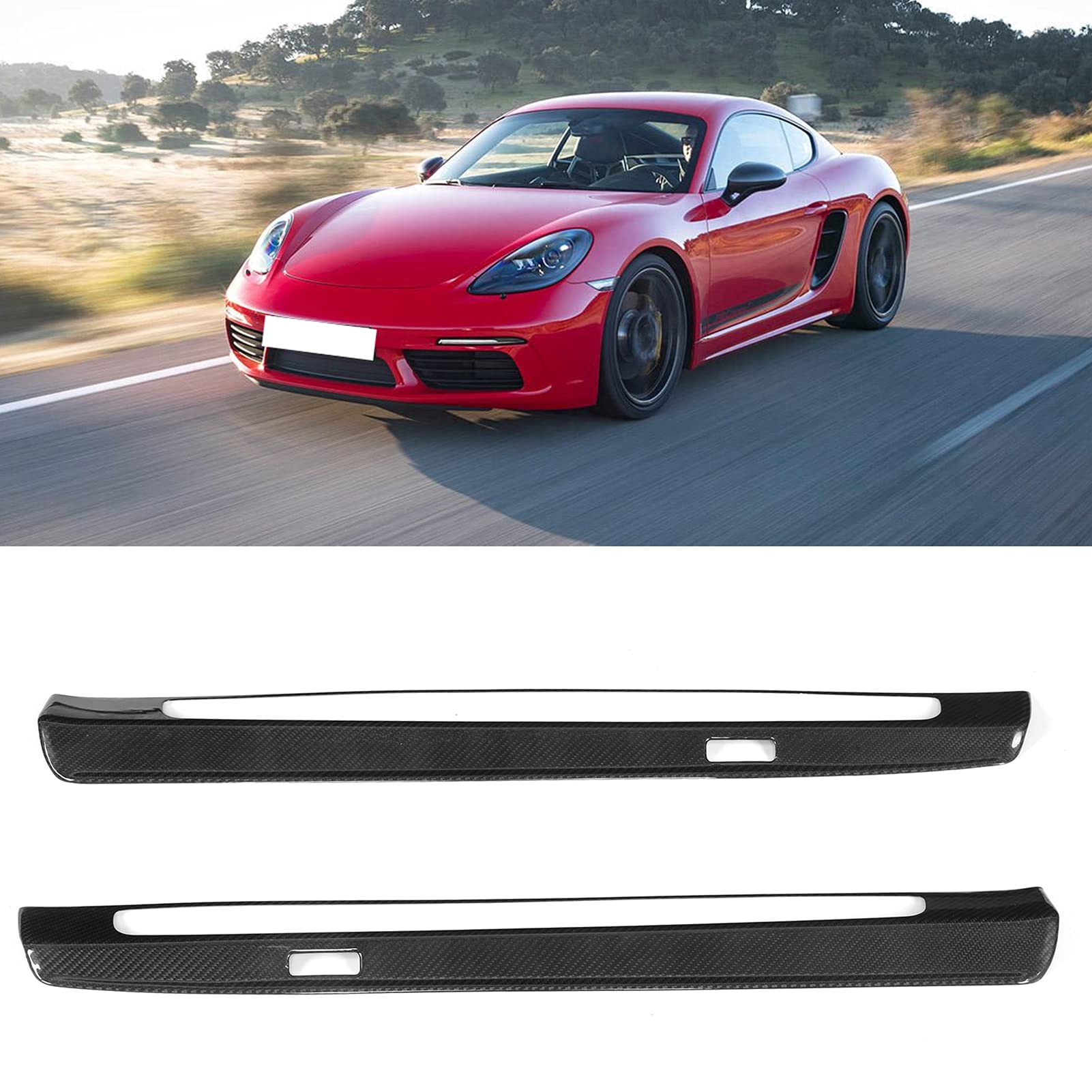 Bediffer 2 Uds Cubierta de Alféizar de Puerta Elegantes Tiras de Fibra de Carbono para Protección y Reemplazo para 718 2016-2019, Piezas de Automóvil de Lujo