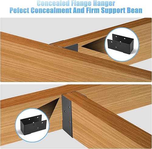 Miniatura 6 de AXWHYS Perchas ocultas para vigas, 24 piezas de 2 x 4 pulgadas para exteriores, reborde oculto de acero Q235B con recubrimiento de polvo para