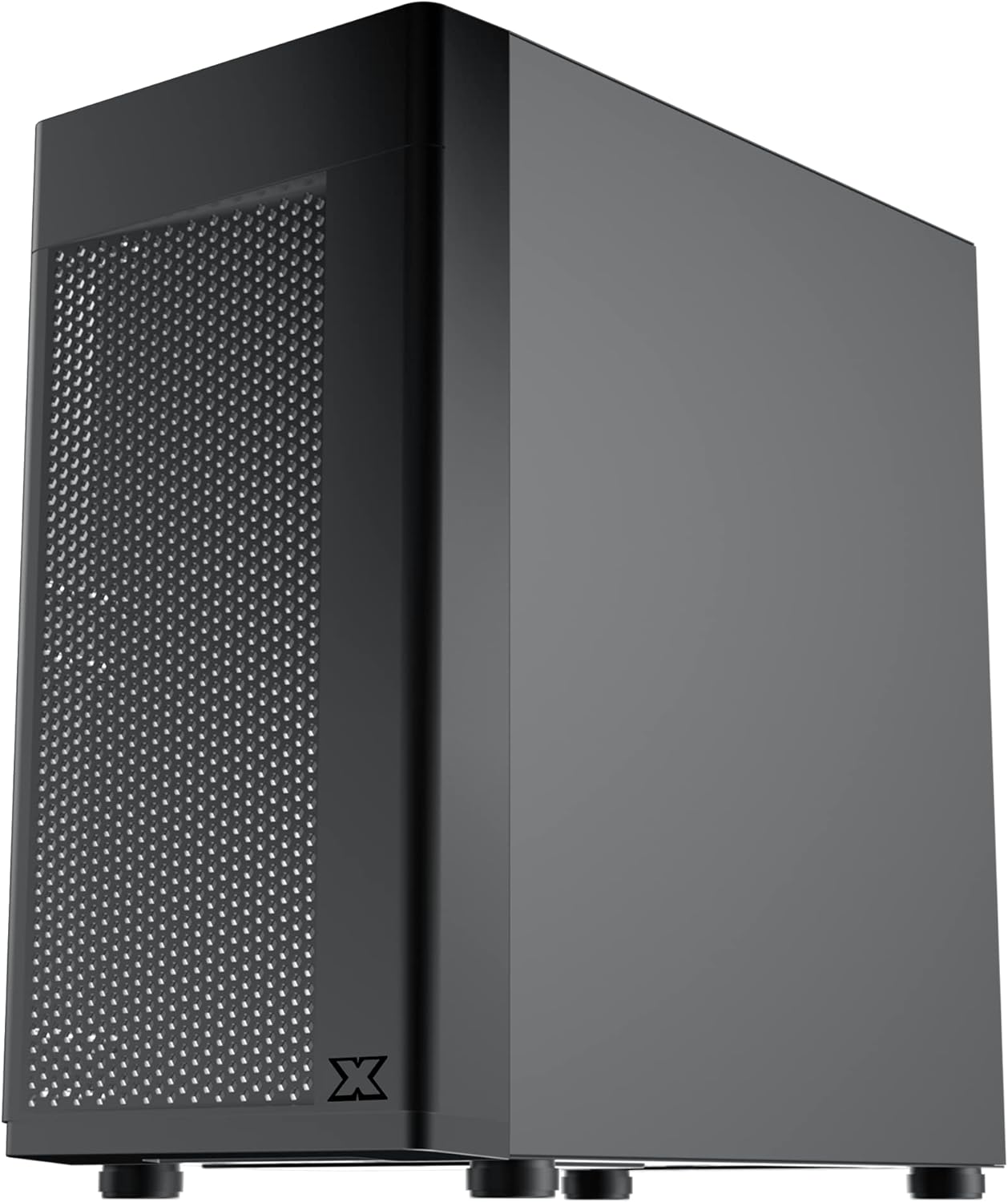 Xigmatek Aero Black Micro-ATX Case, side view with tempered glass panel