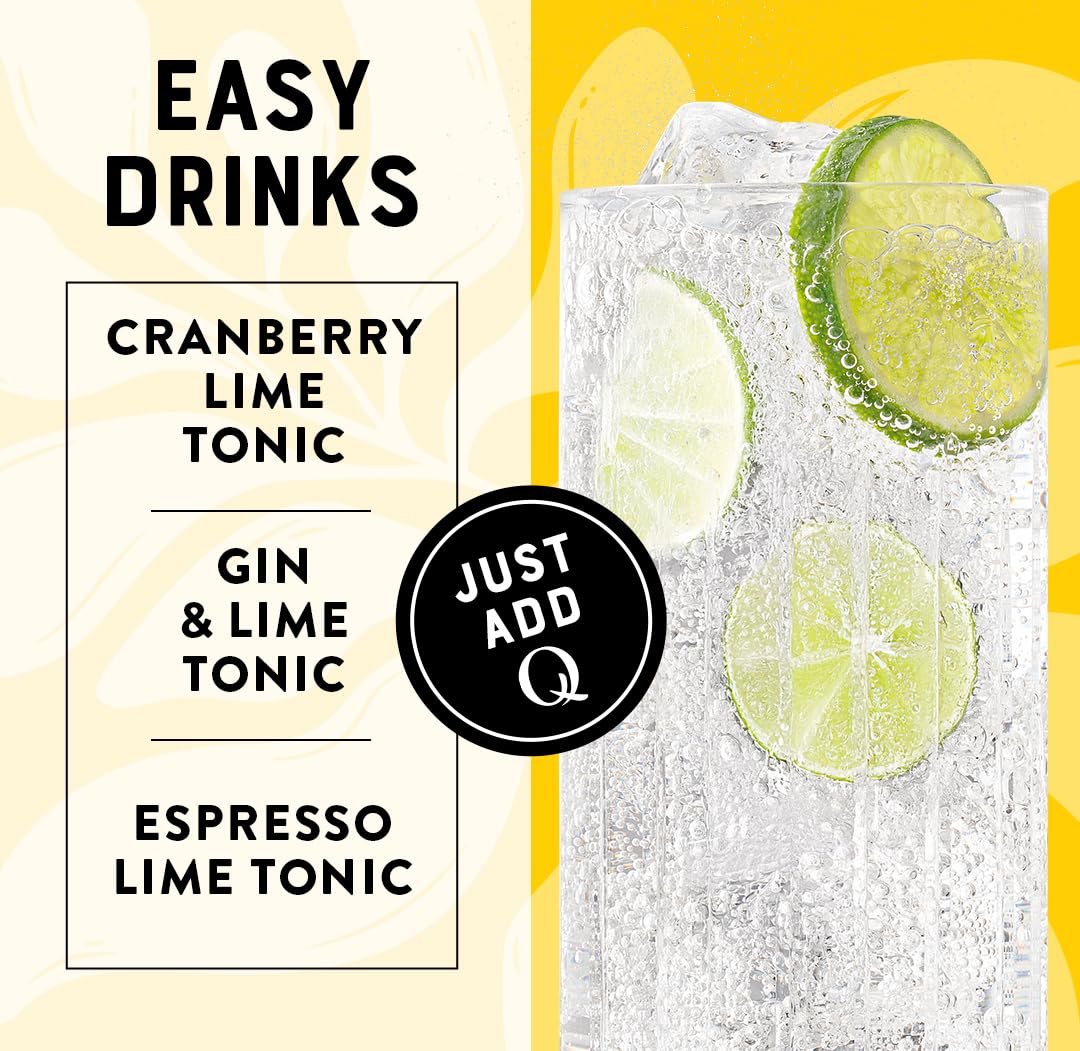 Q MIXERS TONIC WATER with LIME - Real Quinine & Lime Extract - Ideal for Cocktails & Mocktails - Made with Real Ingredients, Perfectly Carbonated & Lightly Sweet - 7.5 Fl oz (Pack of 24)