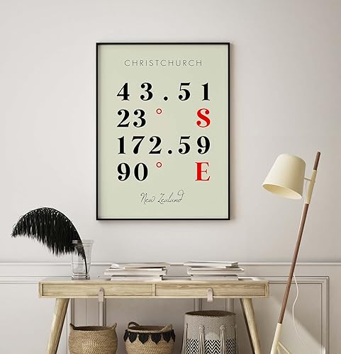 Miniatura 8 de Map of Christchurch, New Zealand, Multiline Coordinates Colored (36x48)