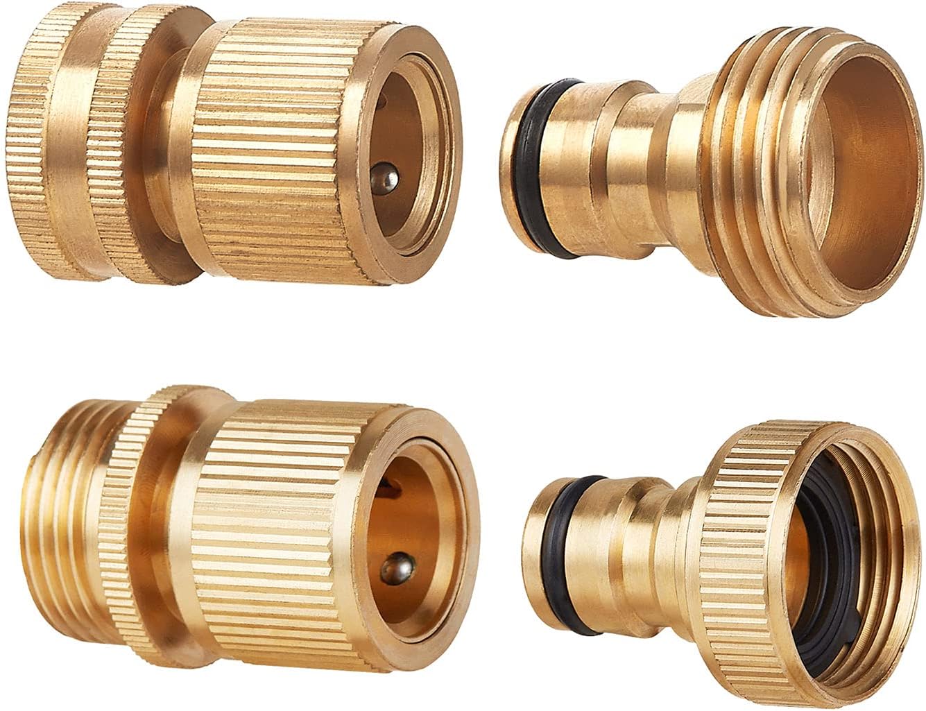 4Pcs Expandable Garden Hose Male and Female Adaptors Connector,Brass Hose Quick Connector Fittings for Spray Guns,Gardening,Spray Appliance Kit