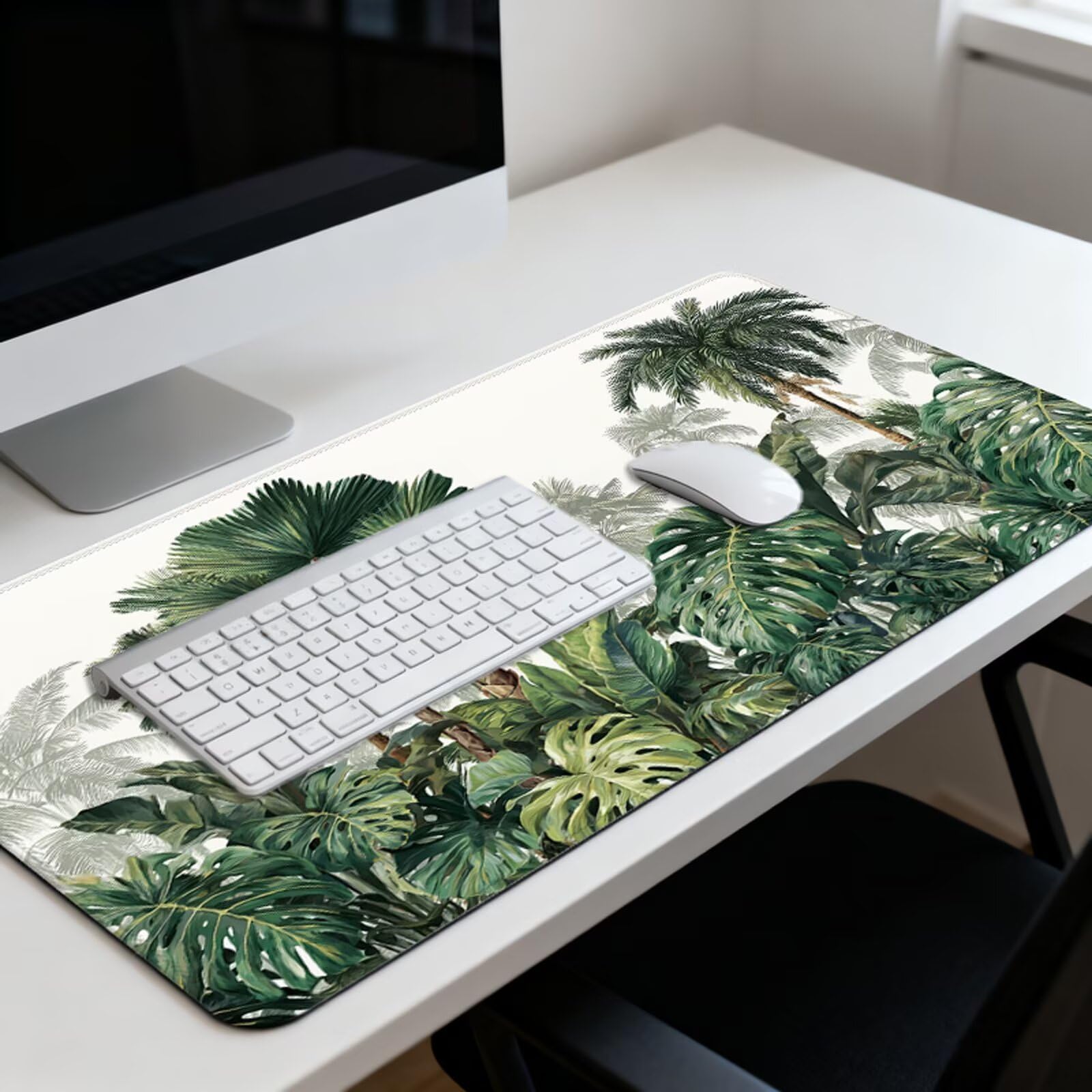 Leśna podkładka pod mysz XXL 1200 x 600 mm, duża antypoślizgowa podkładka pod mysz do gier, akcesoria biurowe, wodoodporna podkładka pod mysz z zamykaną krawędzią do biura, domu i pokoju zabaw