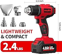 Vista 7 de Pistola de calor inalámbrica, calentamiento rápido máximo de 1022°F (550°C), kit de pistola de aire caliente ligera con baterías de 2 x 4.0 Ah y 5