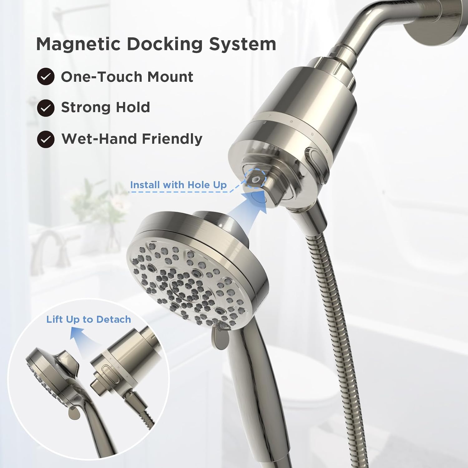 Filtered Shower Head with Handheld and a Replacement Filter Set, Magnetic Shower Head with KDF Filter-BNP