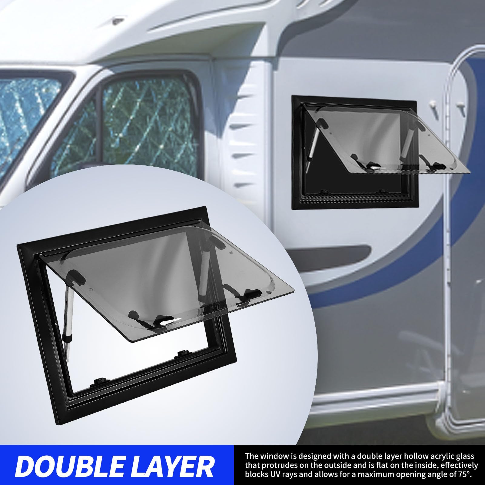 キャンピングカー用 ウィンドウ 窓 Amazon | RV 換気窓 20 X 12インチ プッシュアウト RV ウィンドウ保護