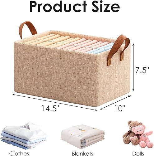 Miniatura 2 de ANBOO Paquete de 5 cubos de almacenamiento de ropa, contenedores de almacenamiento de tela con asas para organizar, organizadores plegables para