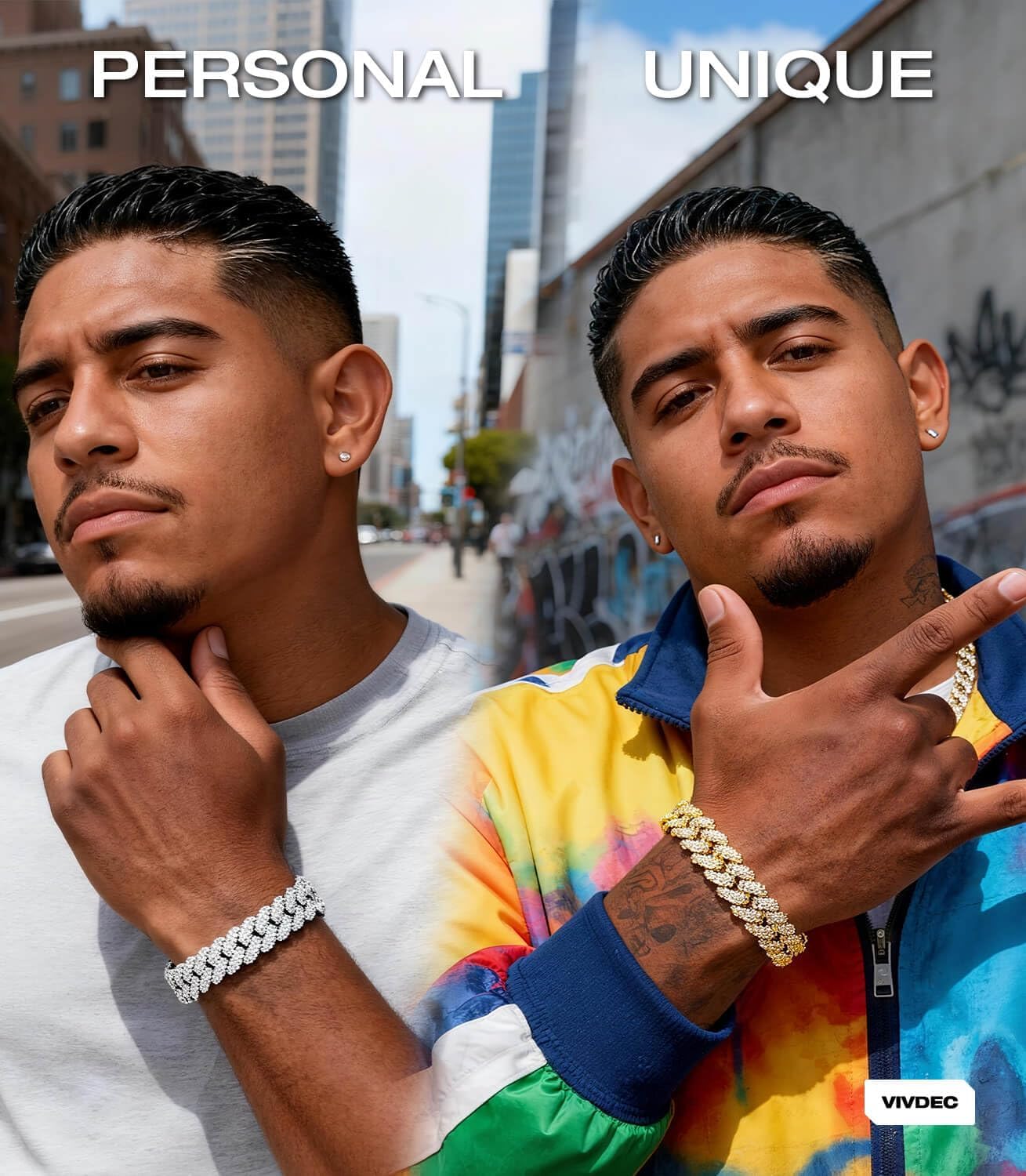 Sparkly Bling Iced Out Bracelet for Men, Miami Cuban Link Chain Bling Diamond Chain Prong-Setting Bracelet(14K Gold-Plated/Silver ) - Image 3