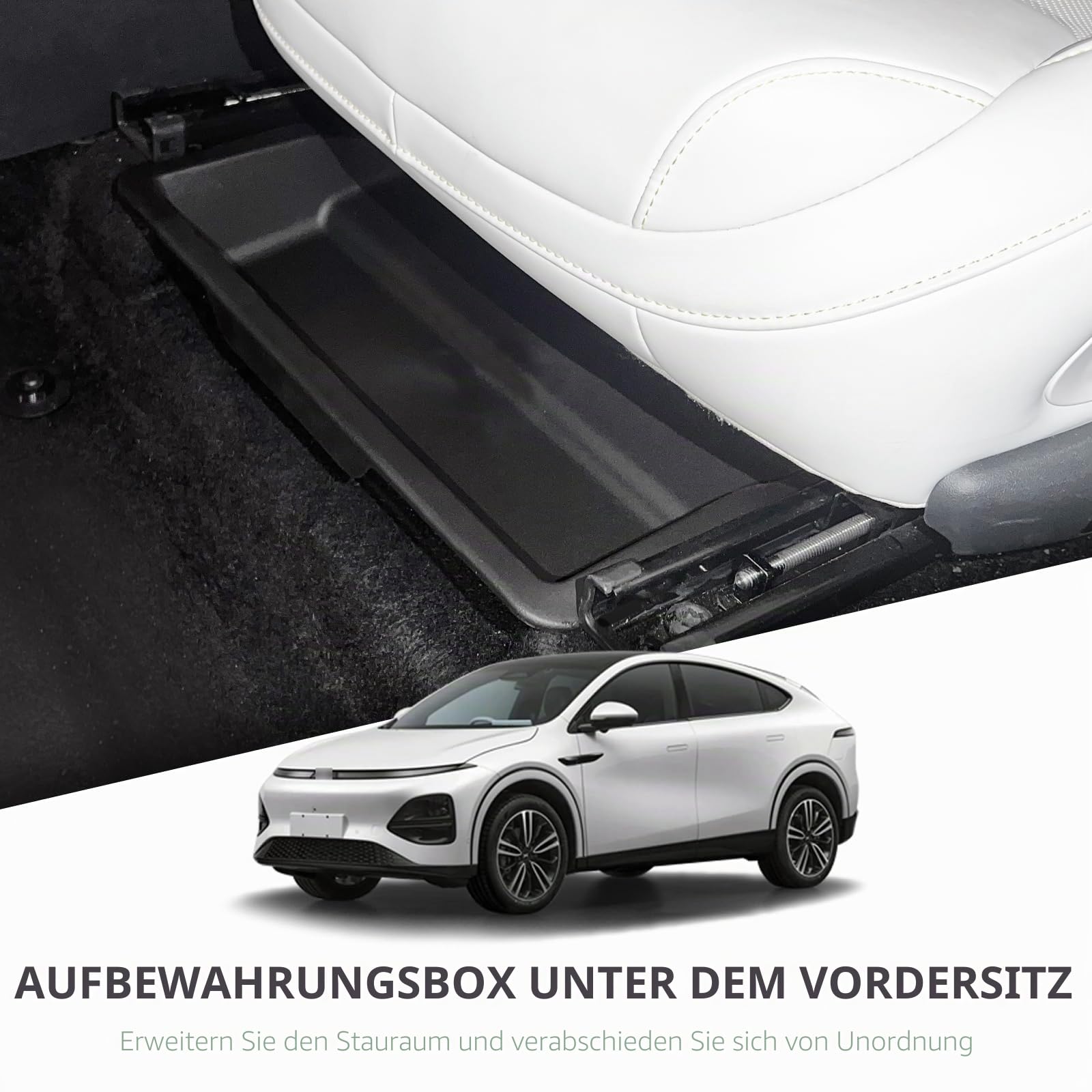 smabee Aufbewahrungsboxen für Vordersitz, Untersitz, für Xpeng G6, versteckte 1. Reihe, Organizer-Tablett, Xpeng G6, Zubehör, wetterfest, TPE, schwarz, 2 Stück