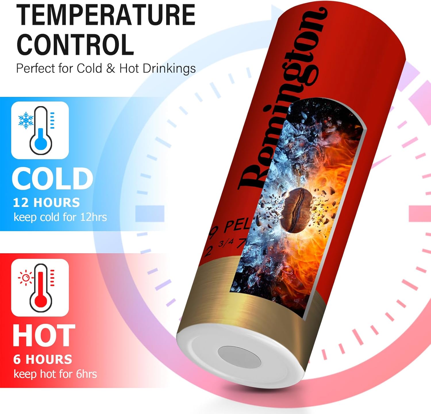 Funny Tumbler for Men Shotgun Shell 20oz Insulated Skinny Stainless Steel Travel Mug with Lid - Creative Gift for Hunters (Pack of 1) - Image 3