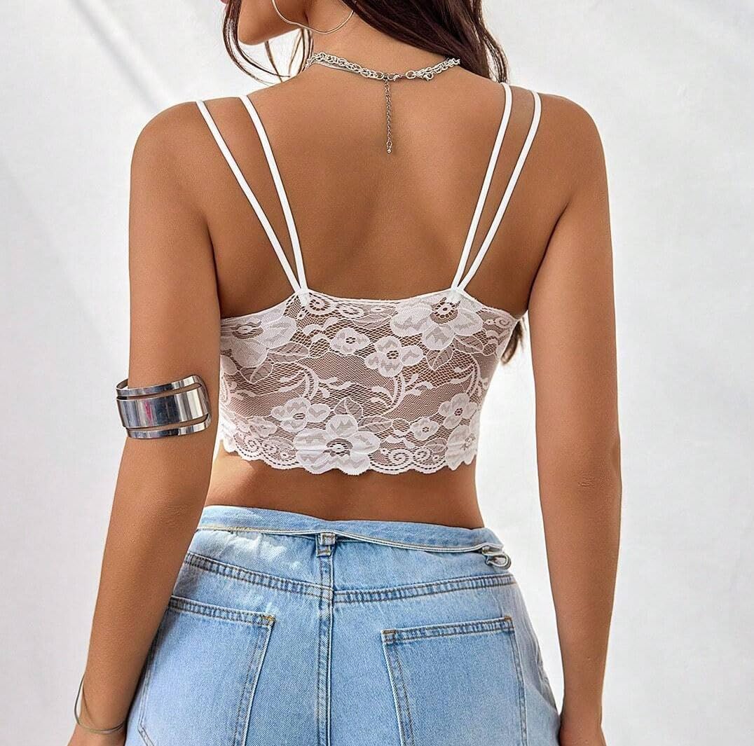 Lace Bralette for Women Sexy Bralette V Neck Camisoles Y2k Tank Going Out Slim Cami Crop Top - Image 2
