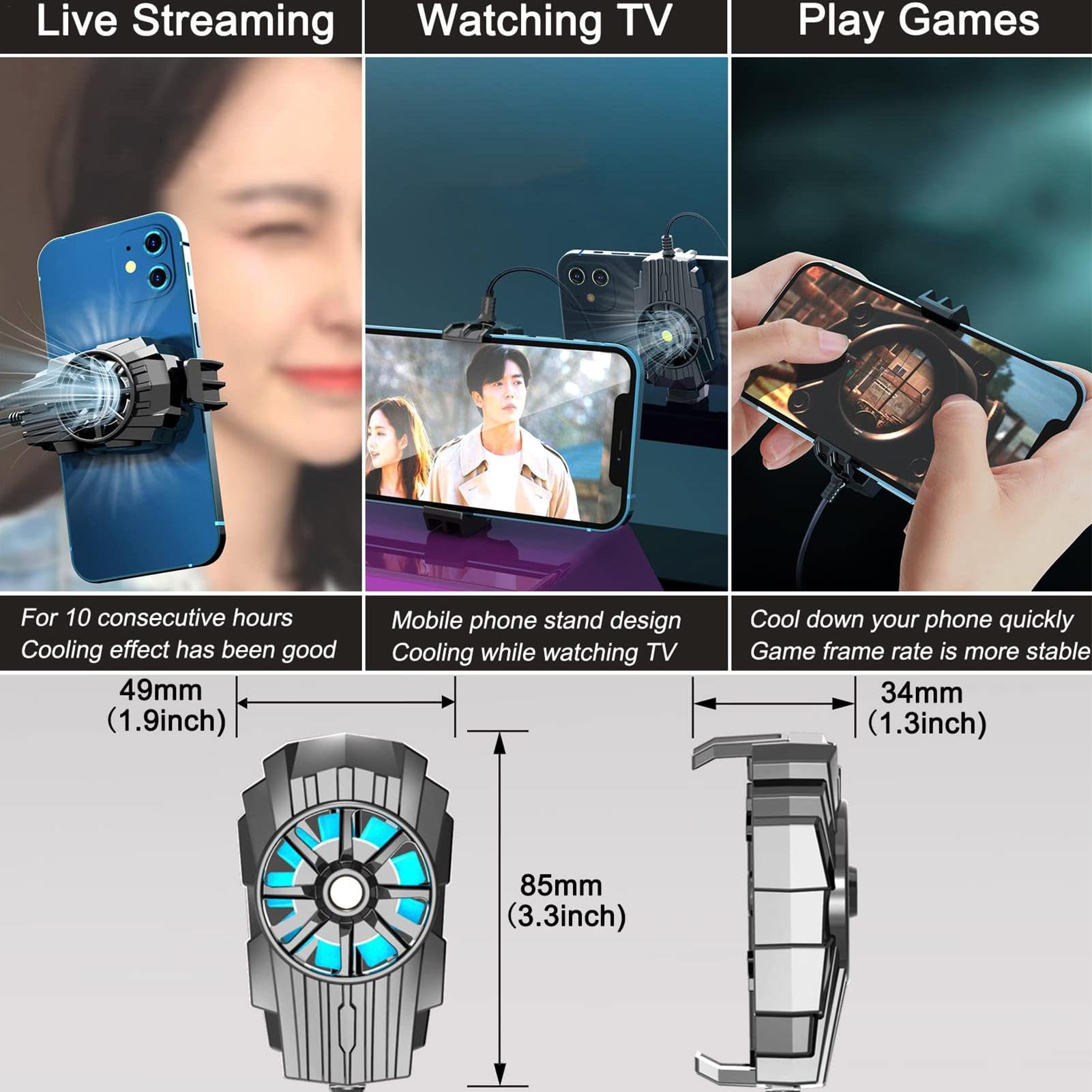 Dispositivo di raffreddamento per cellulare, dispositivo di raffreddamento per telefono - Radiatore per telefono portatile - Ventola del radiatore plug-in per dispositivo di raffreddamento del telefon