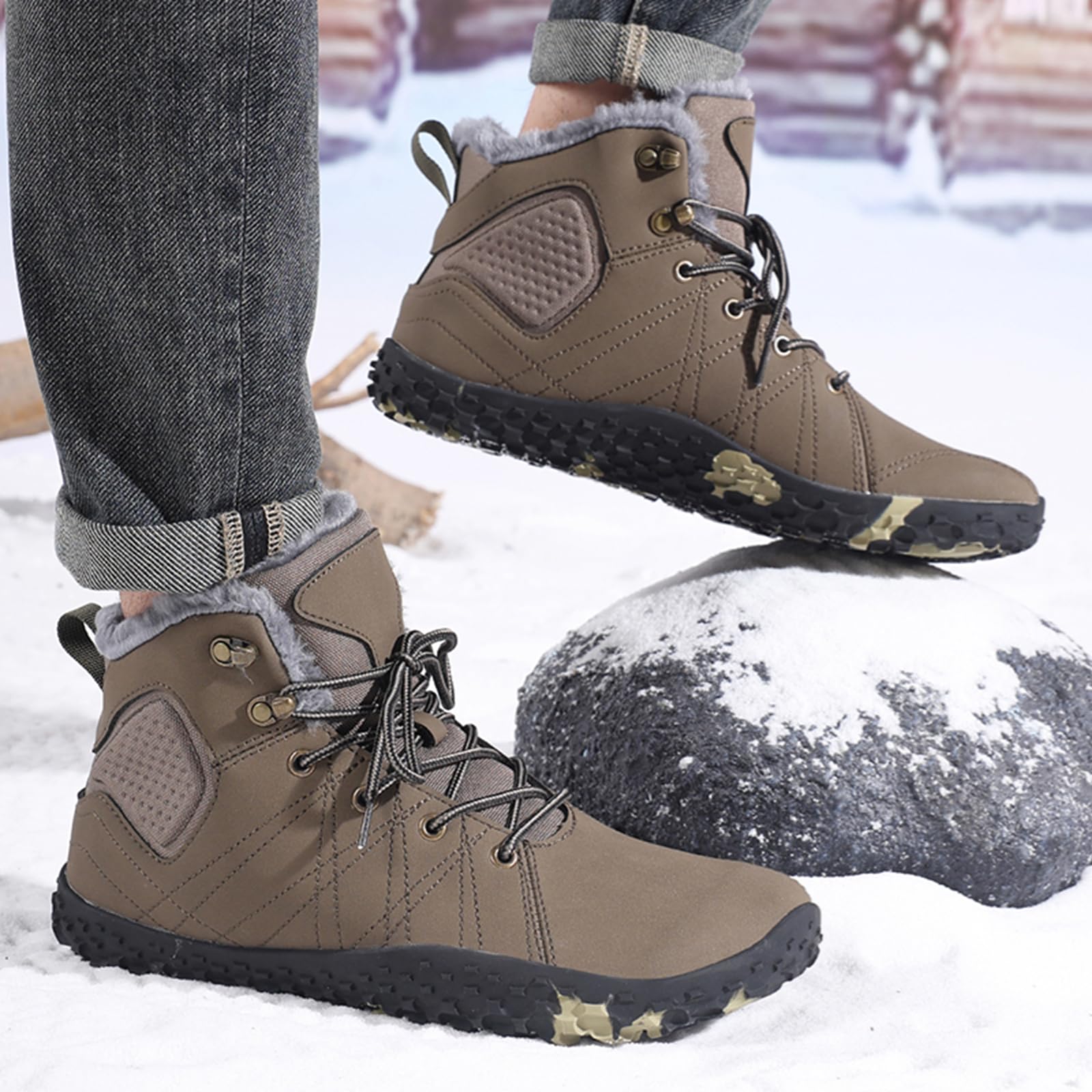 Męskie buty zimowe, buty trekkingowe z futrzaną podszewką, zimowe buty na co dzień i do aktywności na świeżym powietrzu