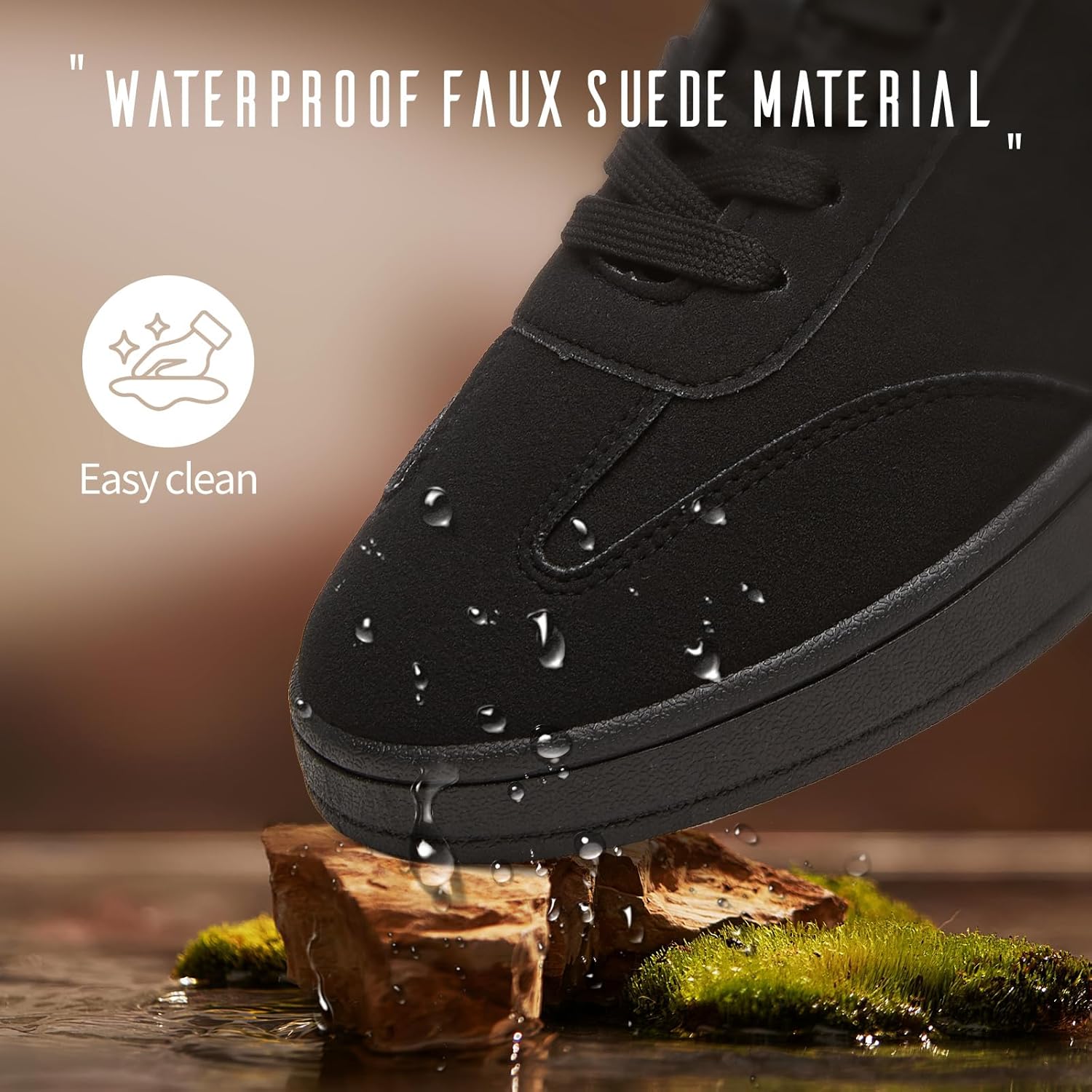 Adokoo Women's Fashion Sneakers Suede Black Grey Brown Casual Shoes Tennis Low Top Lace Up Sneakers for Women - Image 4