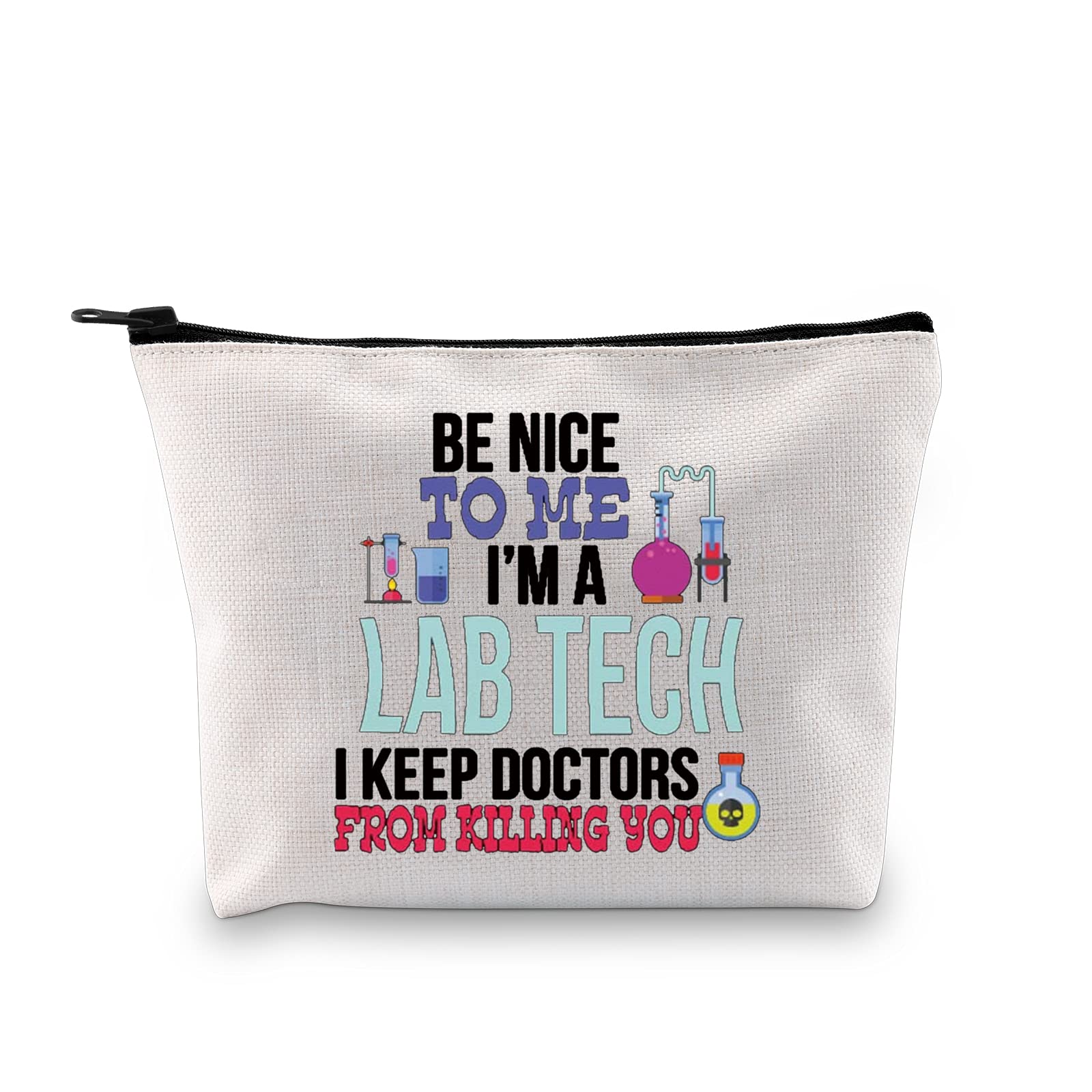G2TUP Funny Lab Tech Laboratory Technician Week Gift Cosmetic Bag Medical Scientist Lab Technician Travel Organizers