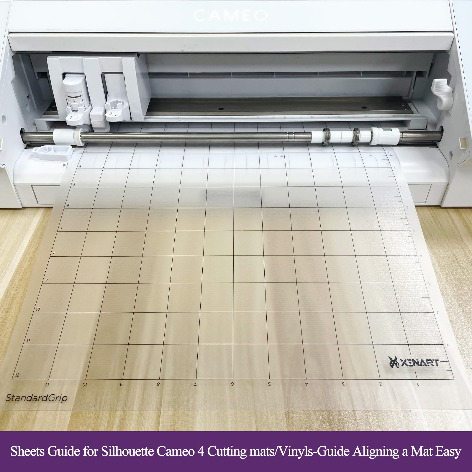 XINART Fogli guida per Silhouette Cameo 4 tappetini da taglio, Came 4 Plus Scala Line Guide, Cameo 3 Mats Guida Allineamento di un tappetino Facile
