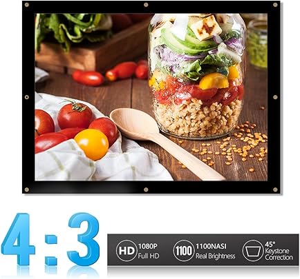 16 Schermo Proiezione Portatile Bianco Opaco Schermo Proiezione Materiale Home Theater Cinema Con Occhielli Per HDTV Sport Film Presentazioni Design 4 3 dimensione 100-inch 16 Schermo Proiezione Portatile Bianco Opaco Schermo Proiezione Materiale Home Theater Cinema Con Occhielli Per HDTV Sport Film Presentazioni Design 4 3 dimensione 100-inch