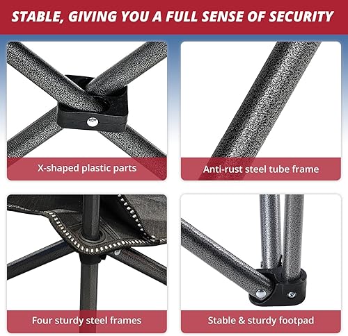 Miniatura 7 de 2 sillas plegables de malla para campamento, sillas portátiles de gran tamaño, capacidad de peso de 325 libras con soporte para tazas, bolsillo de