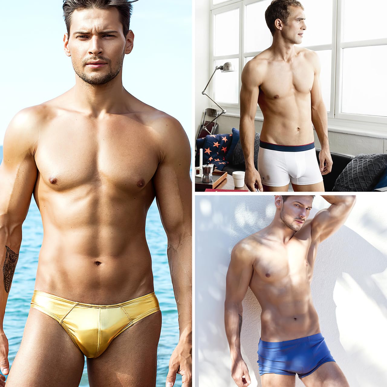 Bañador para hombre, 2 piezas, con relleno de negro, para surf y fitness