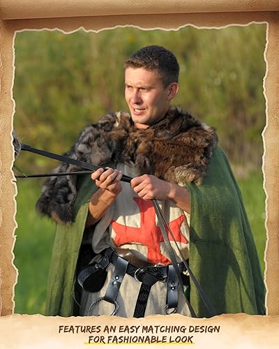 Vista 10 de Sweetude Cinturón renacentista medieval vikingo poción botellas de cuero cinturón bolsa falda senderismo 6 piezas