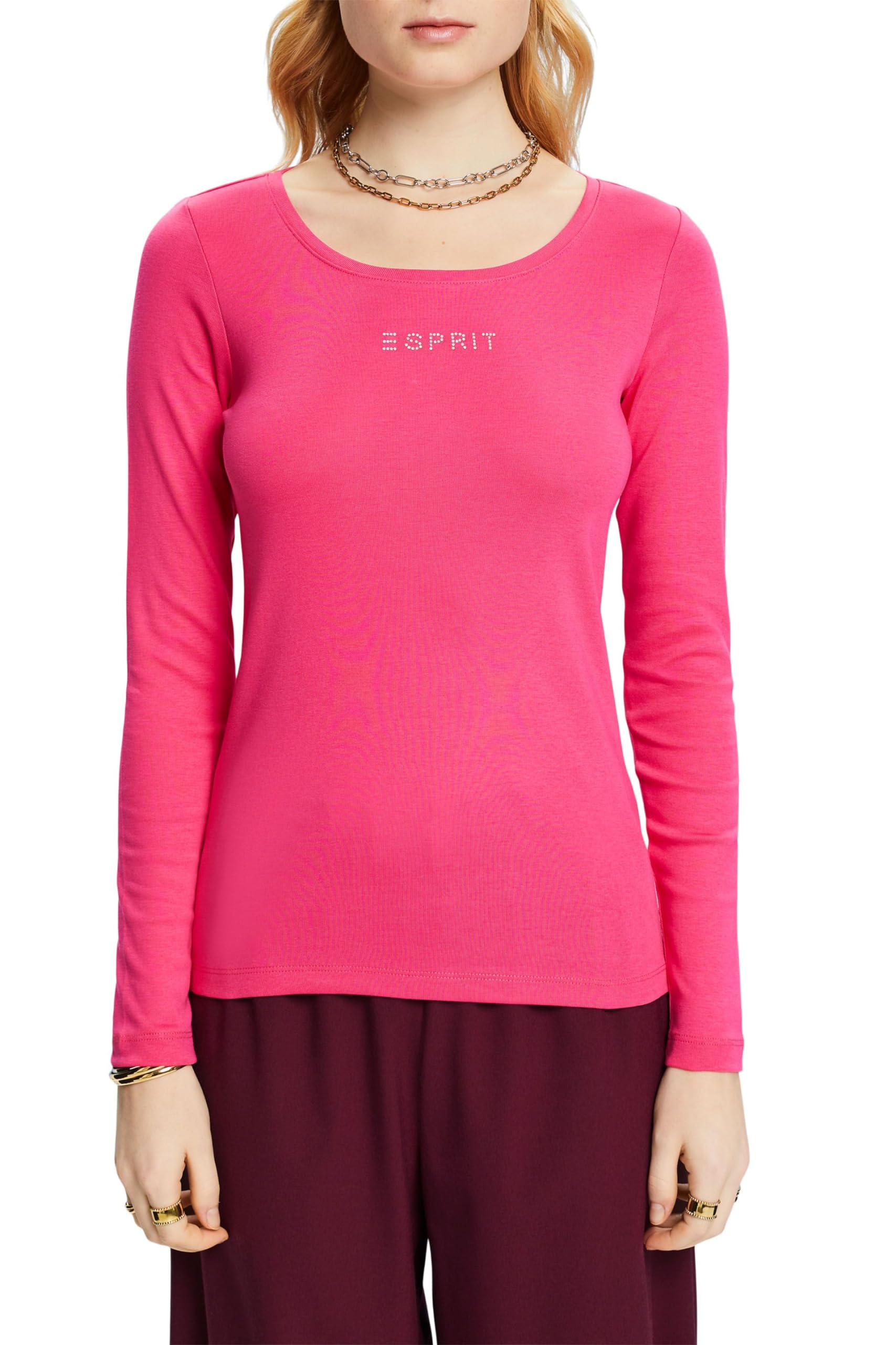 ESPRIT Women's 103EE1K348 T-Shirt, 660/PINK Fuchsia,