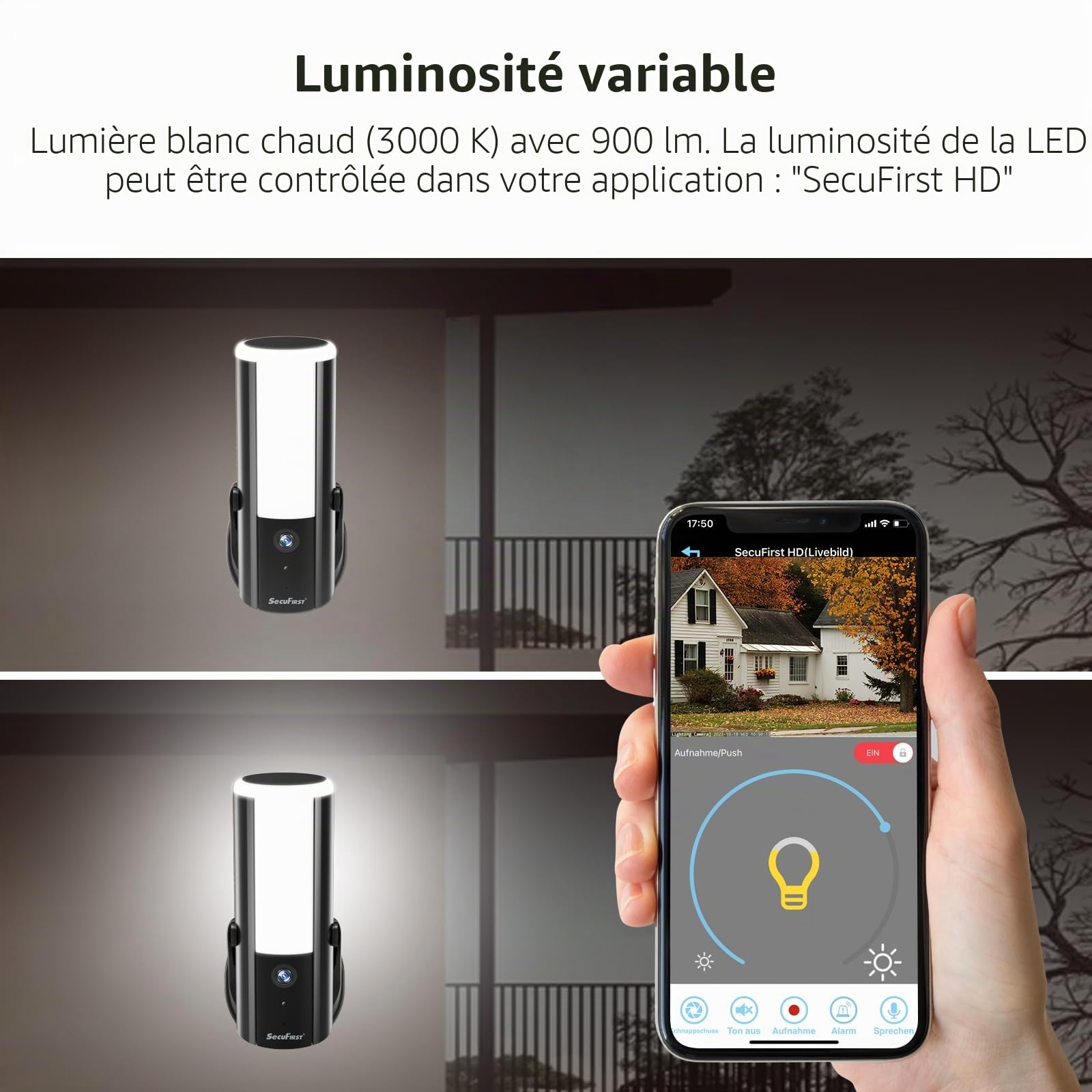 SecuFirst Caméra de Surveillance Extérieure avec LED