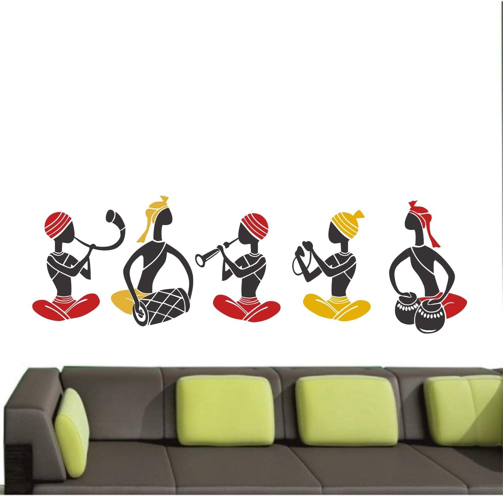 Asmi Collections Ethnic Wall Stickers Traditional Musicians - 5 Musicians
