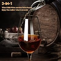 Vista 4 de YouYah Wine Chiller Stick 3-in-1 Stainless Steel Wine Bottle Cooler Stick,Rapid Iceless Wine Chilling Rod with Aerator and Pourer,Wine Gift