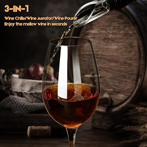 Miniatura 4 de YouYah - Enfriador de vino 3 en 1 de acero inoxidable para botellas de vino, barra enfriadora rápida de vino sin hielo con aireador y vertedor,