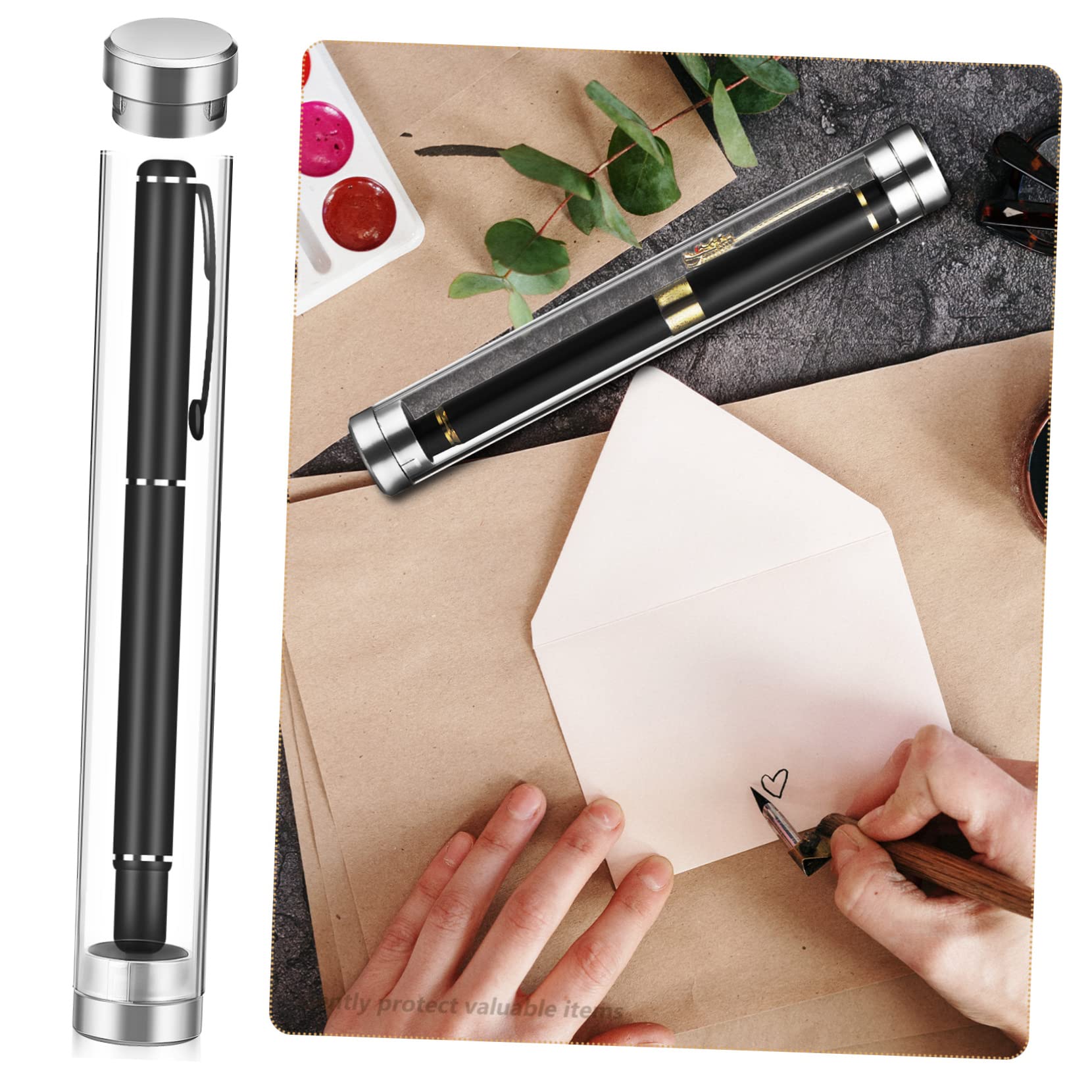 jojofuny 10 Set Contenitori Trasparenti Per Penne Tubetti Acrilico Con Design Cilindrico Per Ufficio E Scuola Per Penne Stilografiche 10 Pezzi * 10