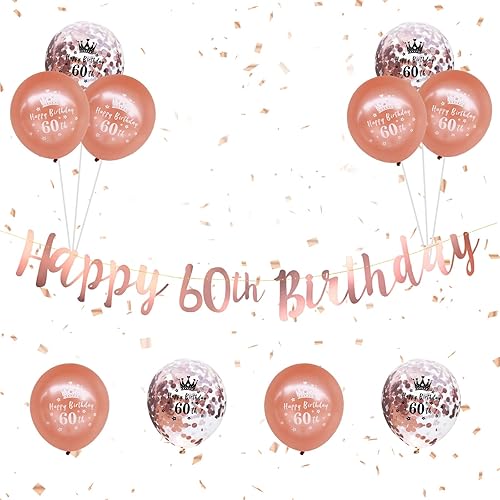 Miniatura 9 de Kit de decoración de cumpleaños número 40, 12 piezas de decoraciones de fiesta de cumpleaños de oro rosa con banderines de feliz cumpleaños 40,