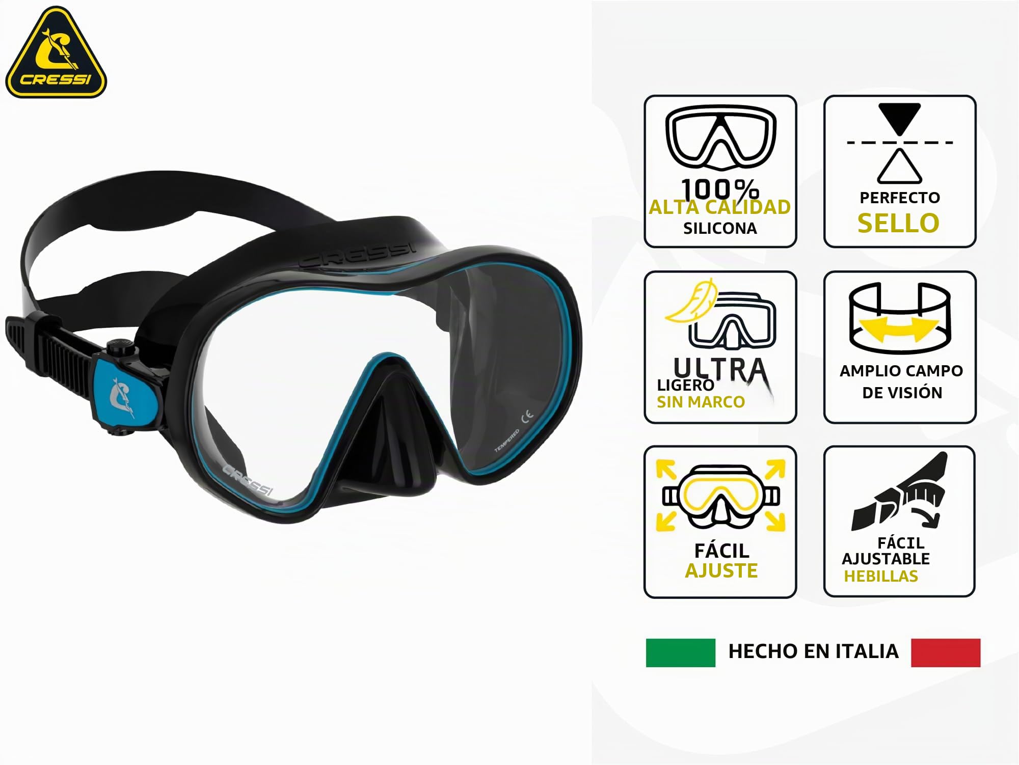 CRESSI F-Dual + Supernova Dry Combo - Tauchmaske und Trockenschnorchel Set Zum Schnorcheln und Gerätetauchen, Einheitsgröße, Unisex